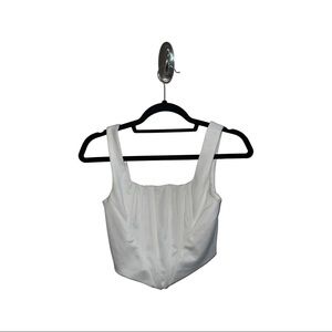 white corset top with zipper